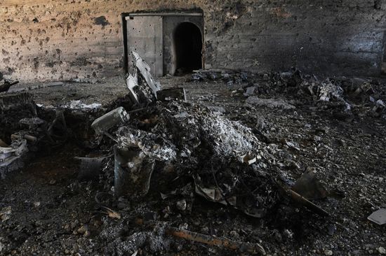 Aftermath of US missile attack on Ash Sha'irat airbase in Syria