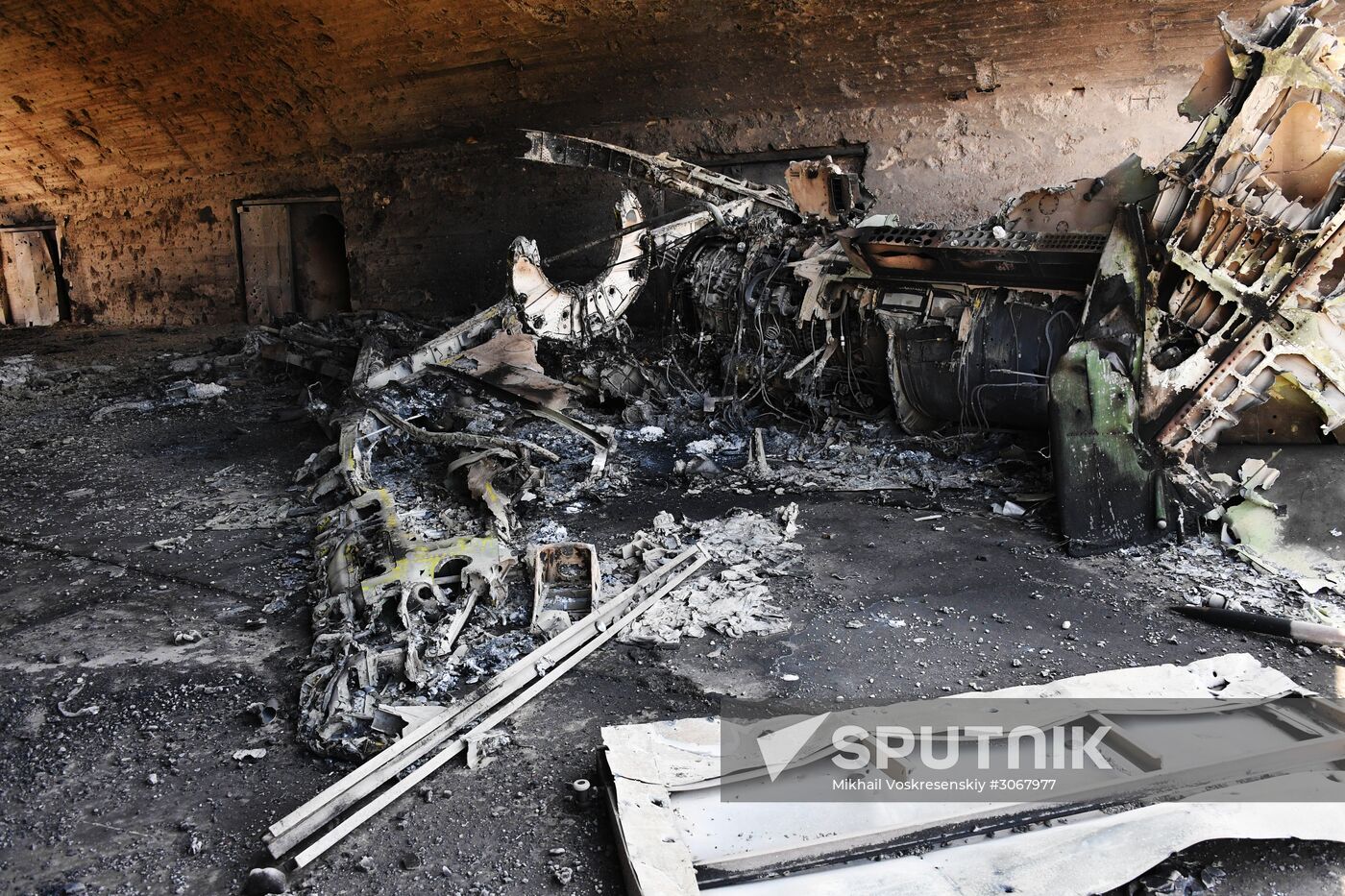 Aftermath of US missile attack on Ash Sha'irat airbase in Syria