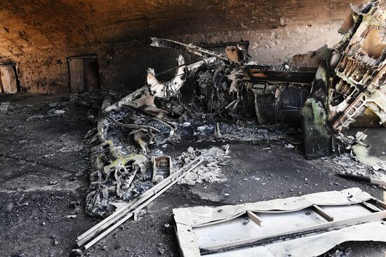 Aftermath of US missile attack on Ash Sha'irat airbase in Syria