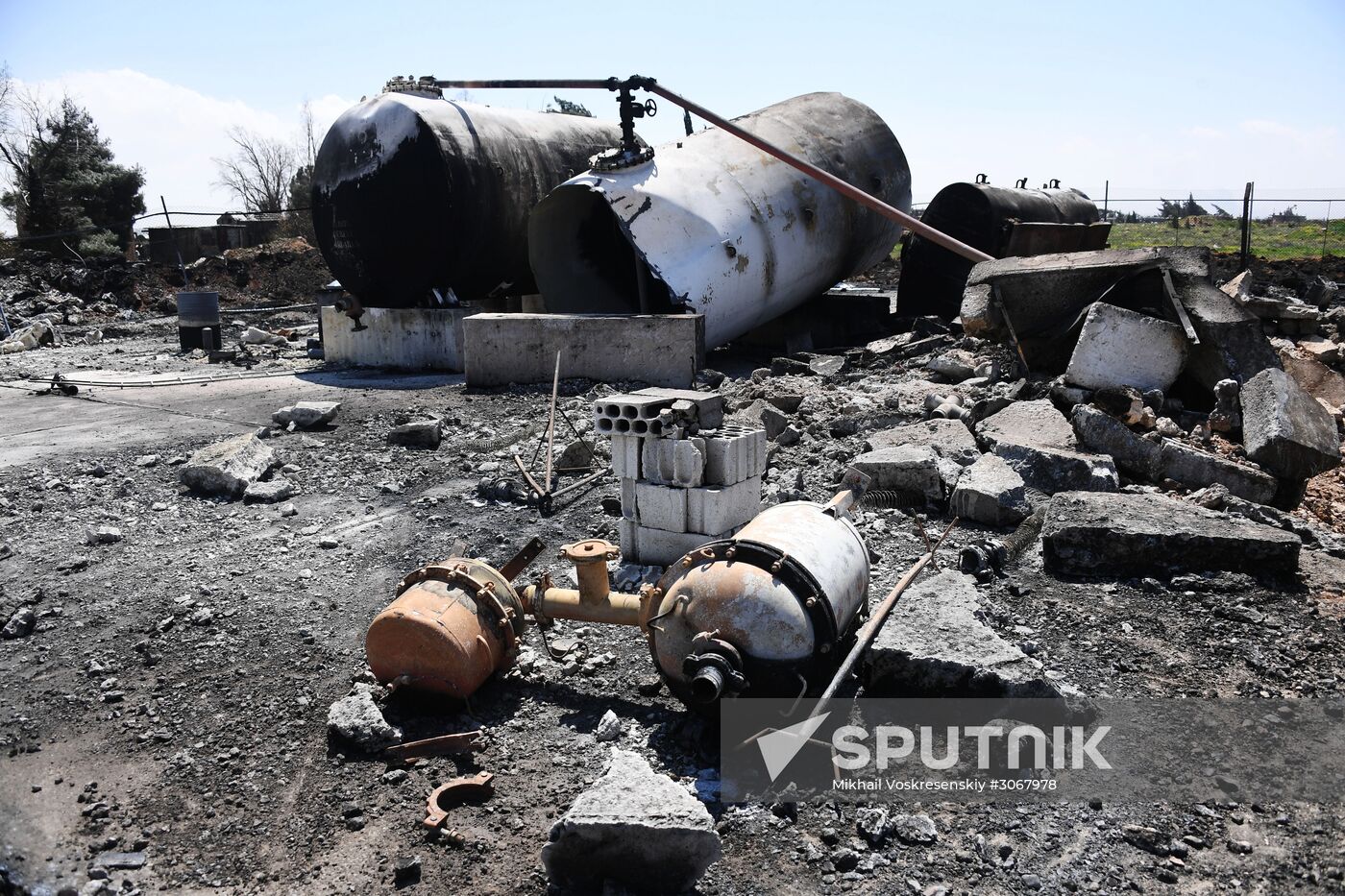 Aftermath of US missile attack on Ash Sha'irat airbase in Syria