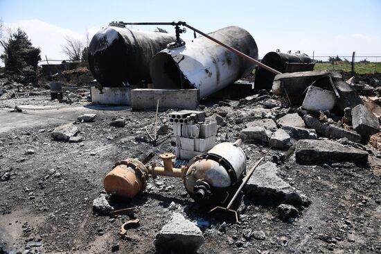 Aftermath of US missile attack on Ash Sha'irat airbase in Syria