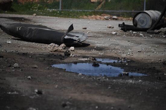 Aftermath of US missile attack on Ash Sha'irat airbase in Syria