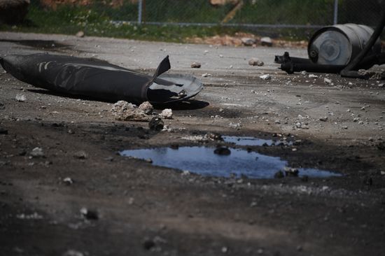Aftermath of US missile attack on Ash Sha'irat airbase in Syria