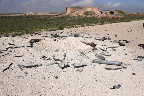Aftermath of US missile attack on Ash Sha'irat airbase in Syria