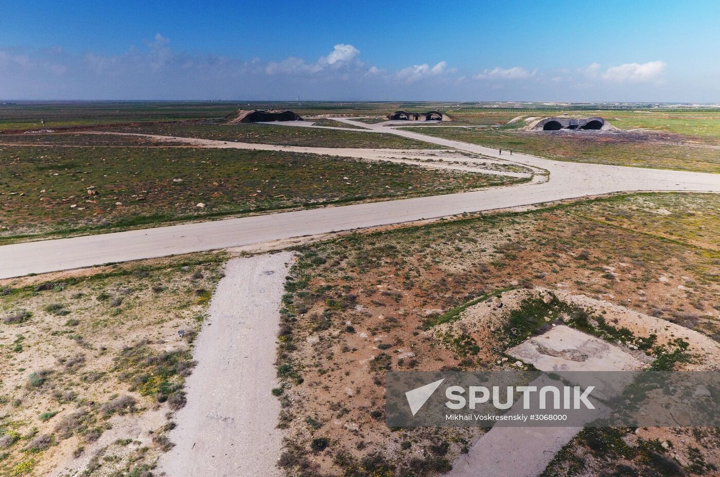 Aftermath of US missile attack on Ash Sha'irat airbase in Syria