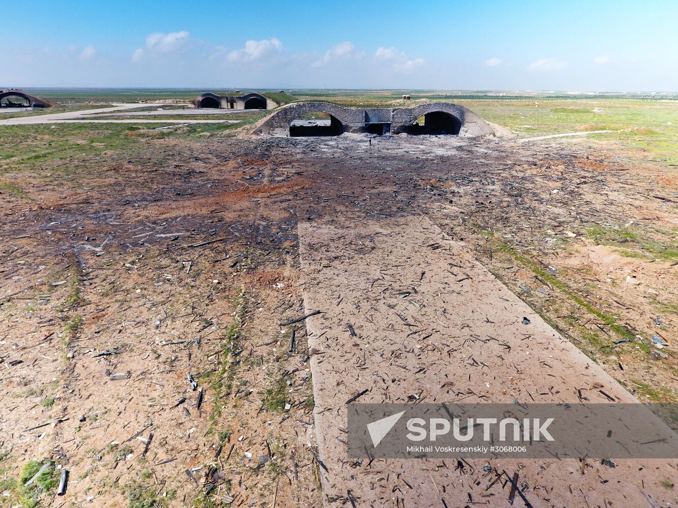 Aftermath of US missile attack on Ash Sha'irat airbase in Syria