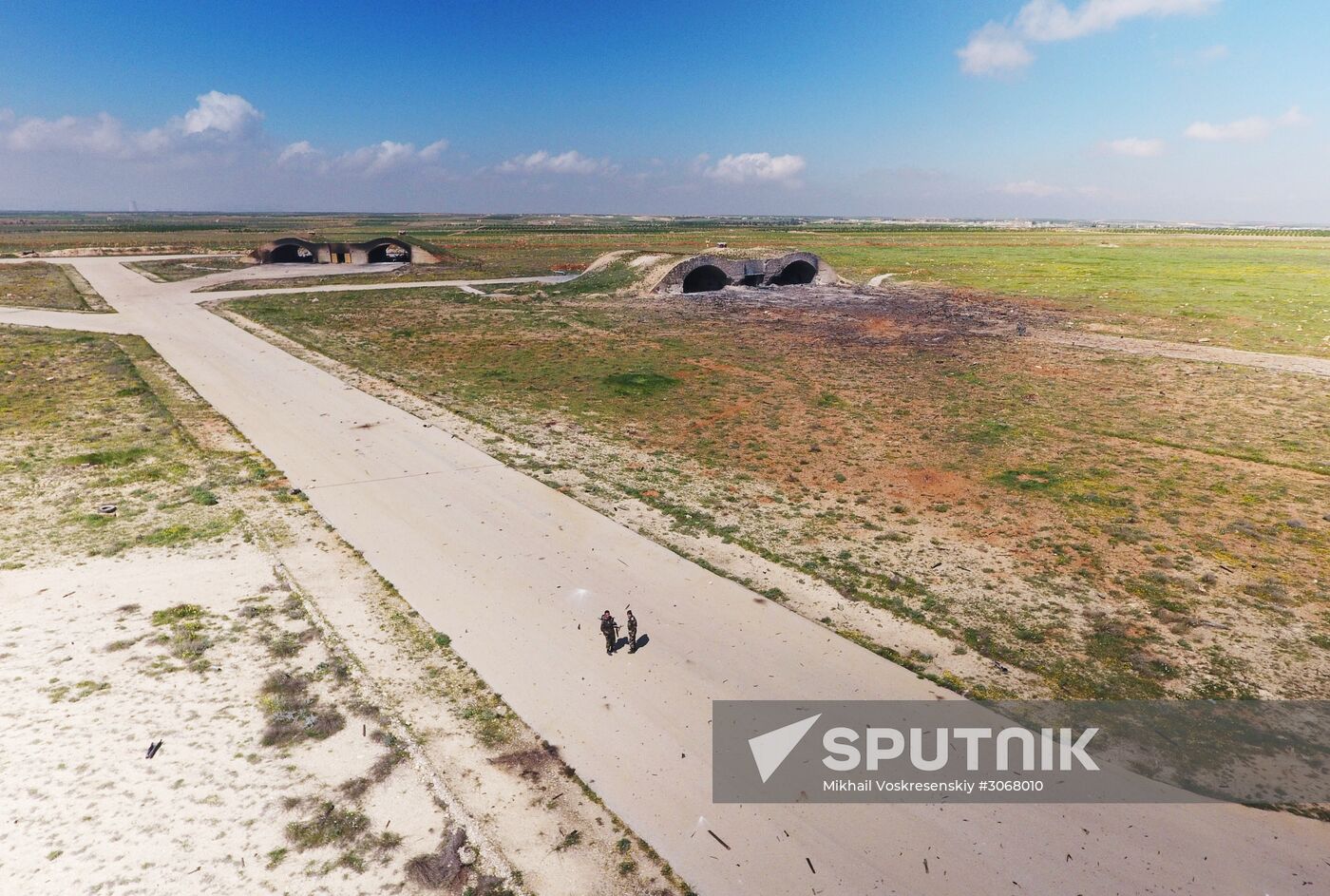 Aftermath of US missile attack on Ash Sha'irat airbase in Syria