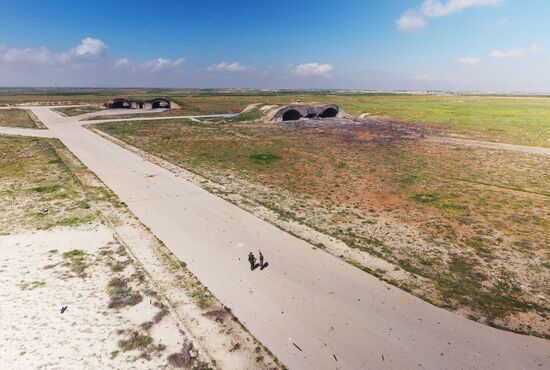 Aftermath of US missile attack on Ash Sha'irat airbase in Syria
