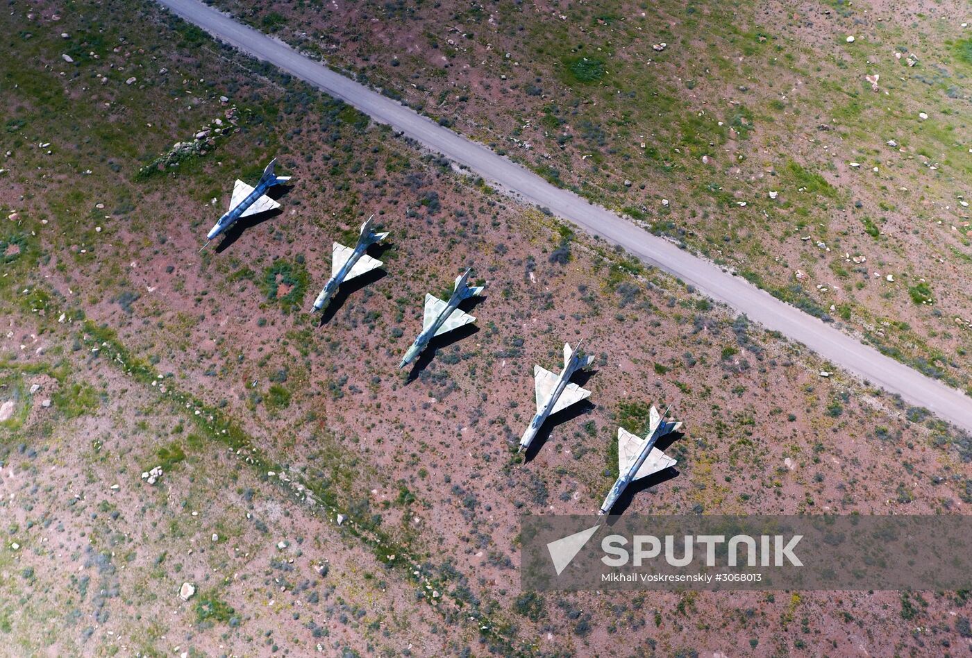 Aftermath of US missile attack on Ash Sha'irat airbase in Syria