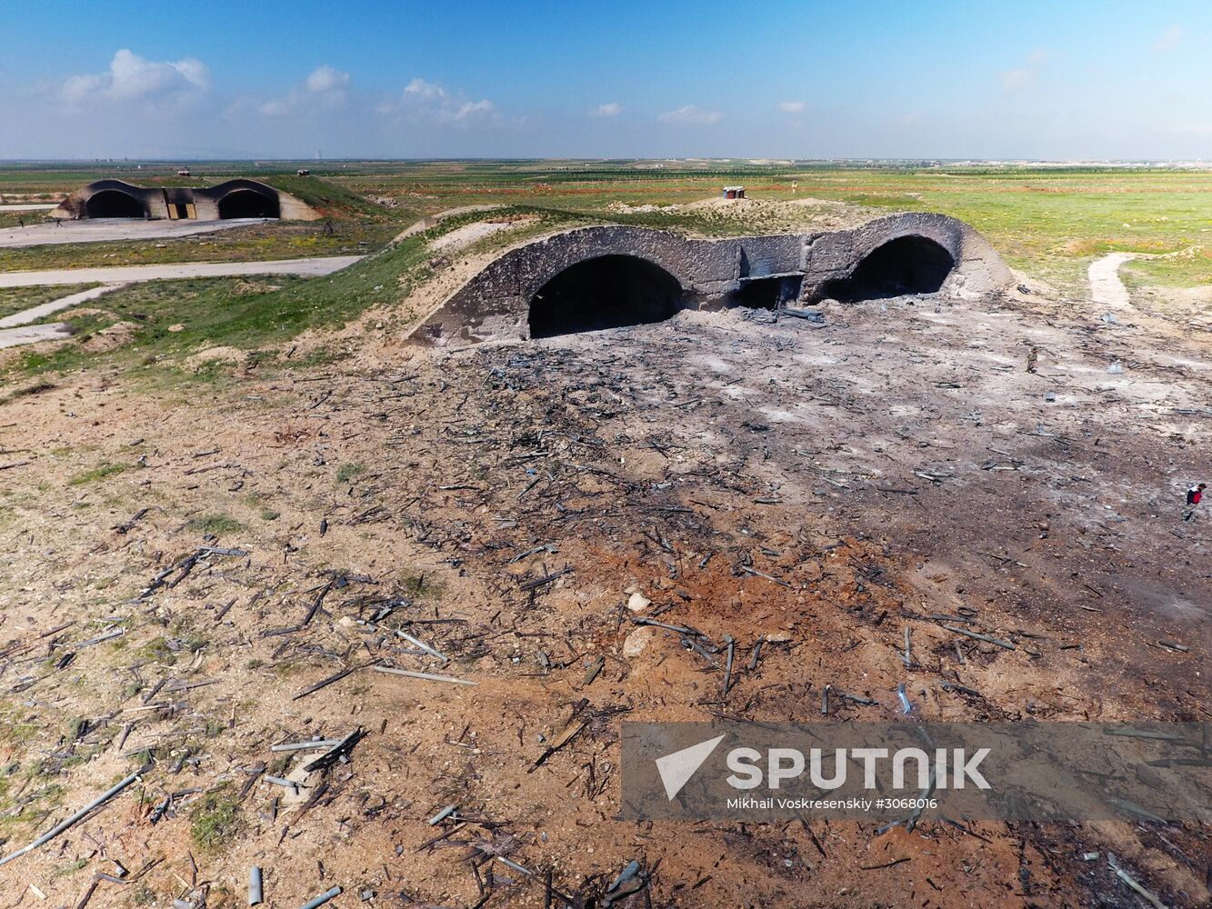 Aftermath of US missile attack on Ash Sha'irat airbase in Syria