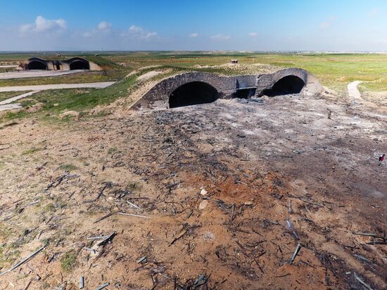 Aftermath of US missile attack on Ash Sha'irat airbase in Syria