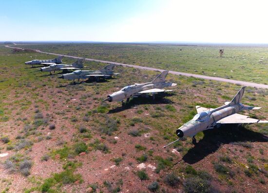 Aftermath of US missile attack on Ash Sha'irat airbase in Syria