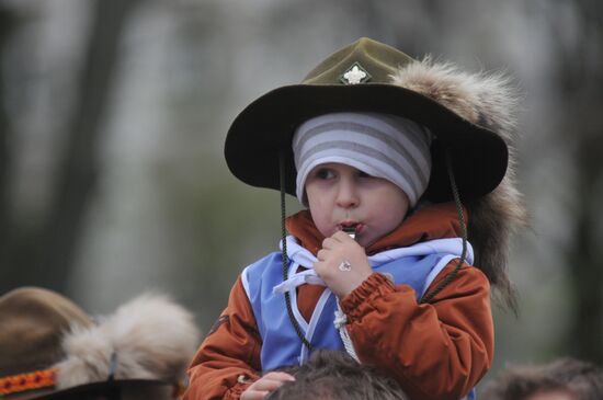 Ukrainian scouts march in Lviv