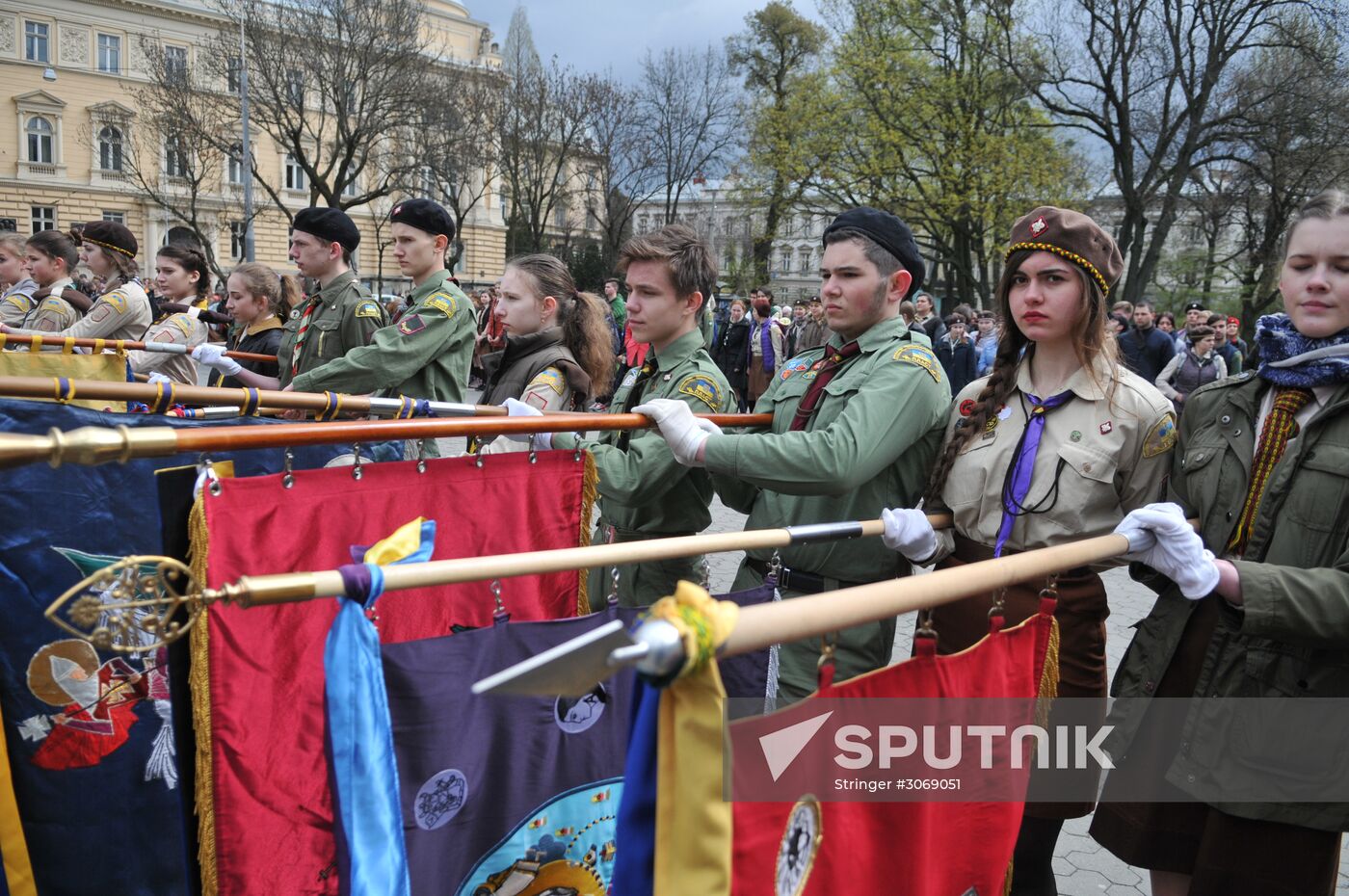 Ukrainian scouts march in Lviv