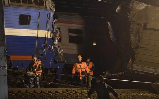 Two trains collide in the west of Moscow