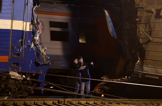 Two trains collide in the west of Moscow