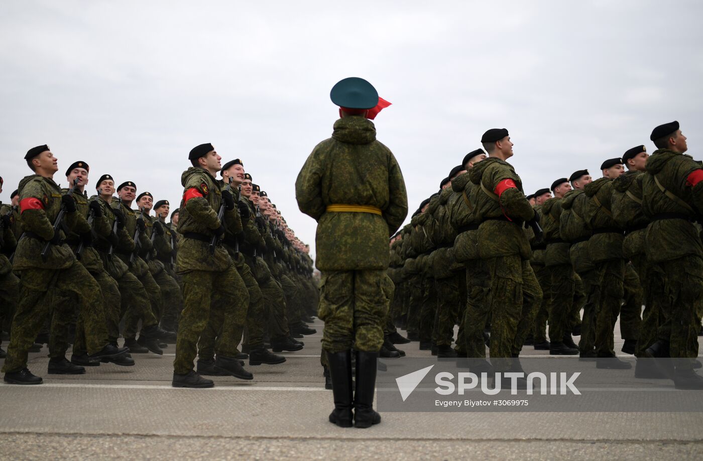 Joint Victory Day drills of combined parade unit, mechanized column and lineup of aircraft