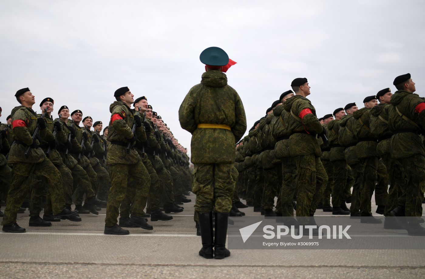 Joint Victory Day drills of combined parade unit, mechanized column and lineup of aircraft