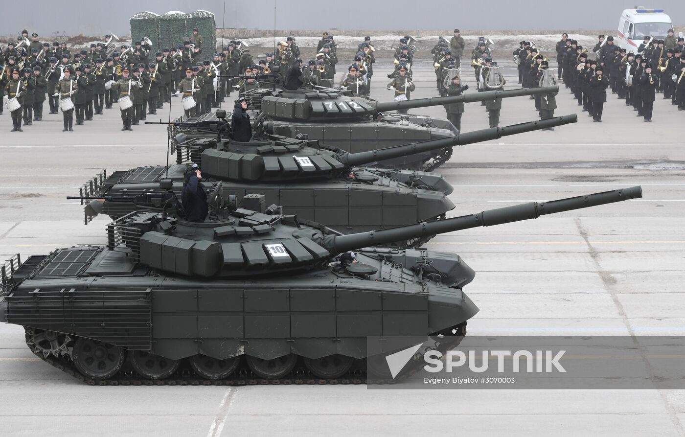 Joint Victory Day drills of combined parade unit, mechanized column and lineup of aircraft