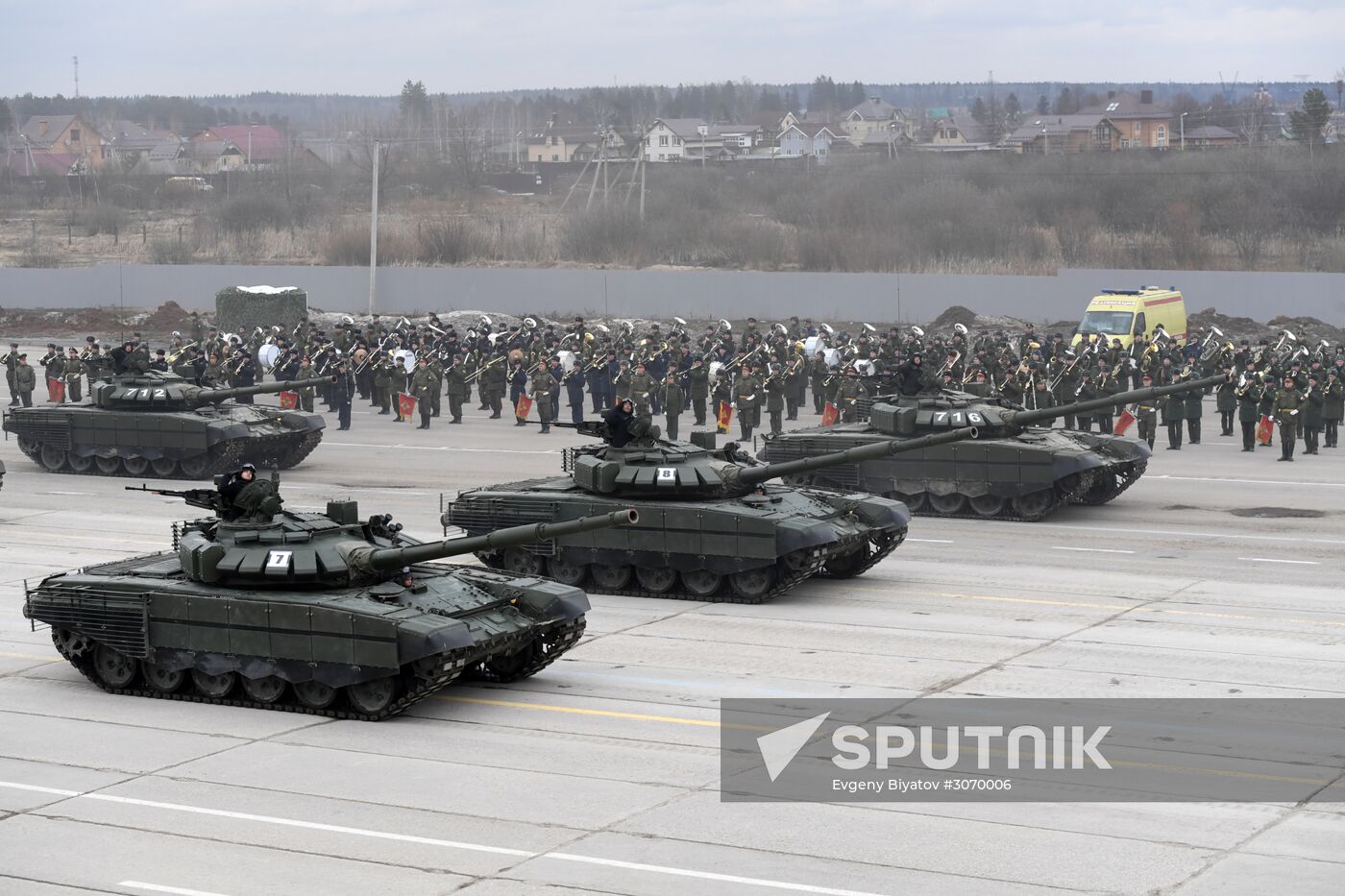 Joint Victory Day drills of combined parade unit, mechanized column and lineup of aircraft