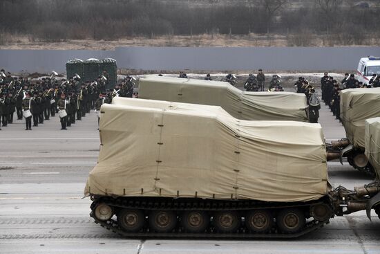 Joint Victory Day drills of combined parade unit, mechanized column and lineup of aircraft