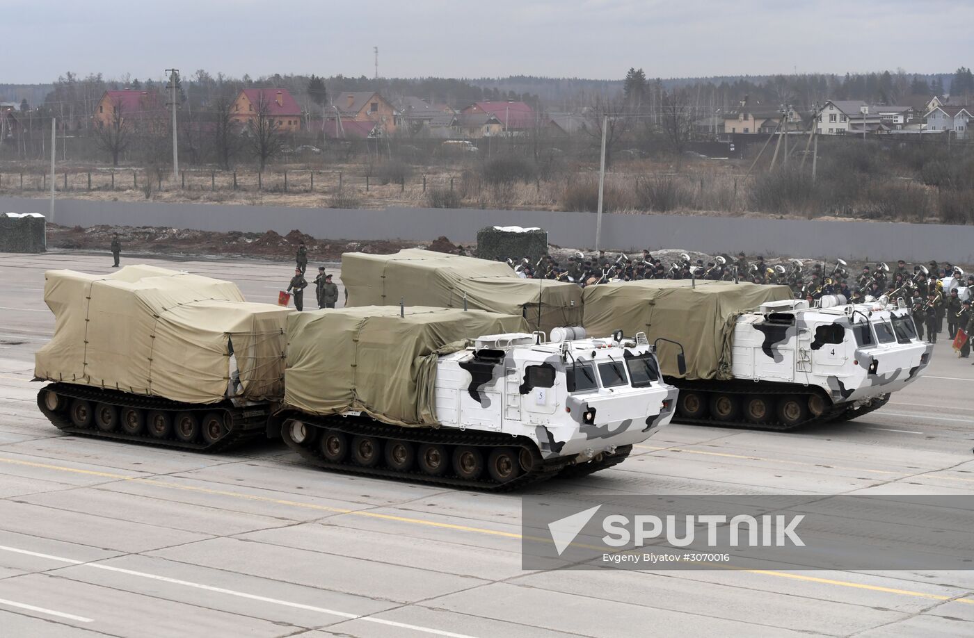 Joint Victory Day drills of combined parade unit, mechanized column and lineup of aircraft