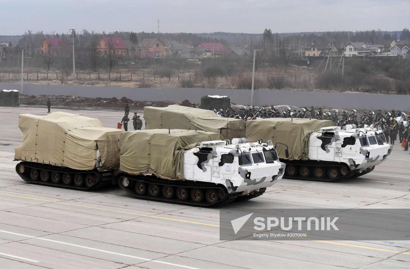 Joint Victory Day drills of combined parade unit, mechanized column and lineup of aircraft