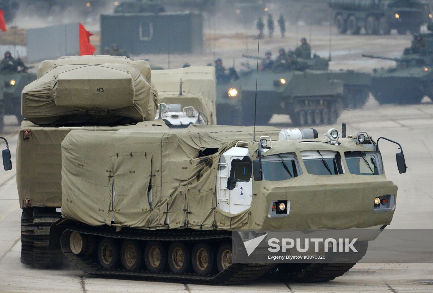 Joint Victory Day drills of combined parade unit, mechanized column and lineup of aircraft