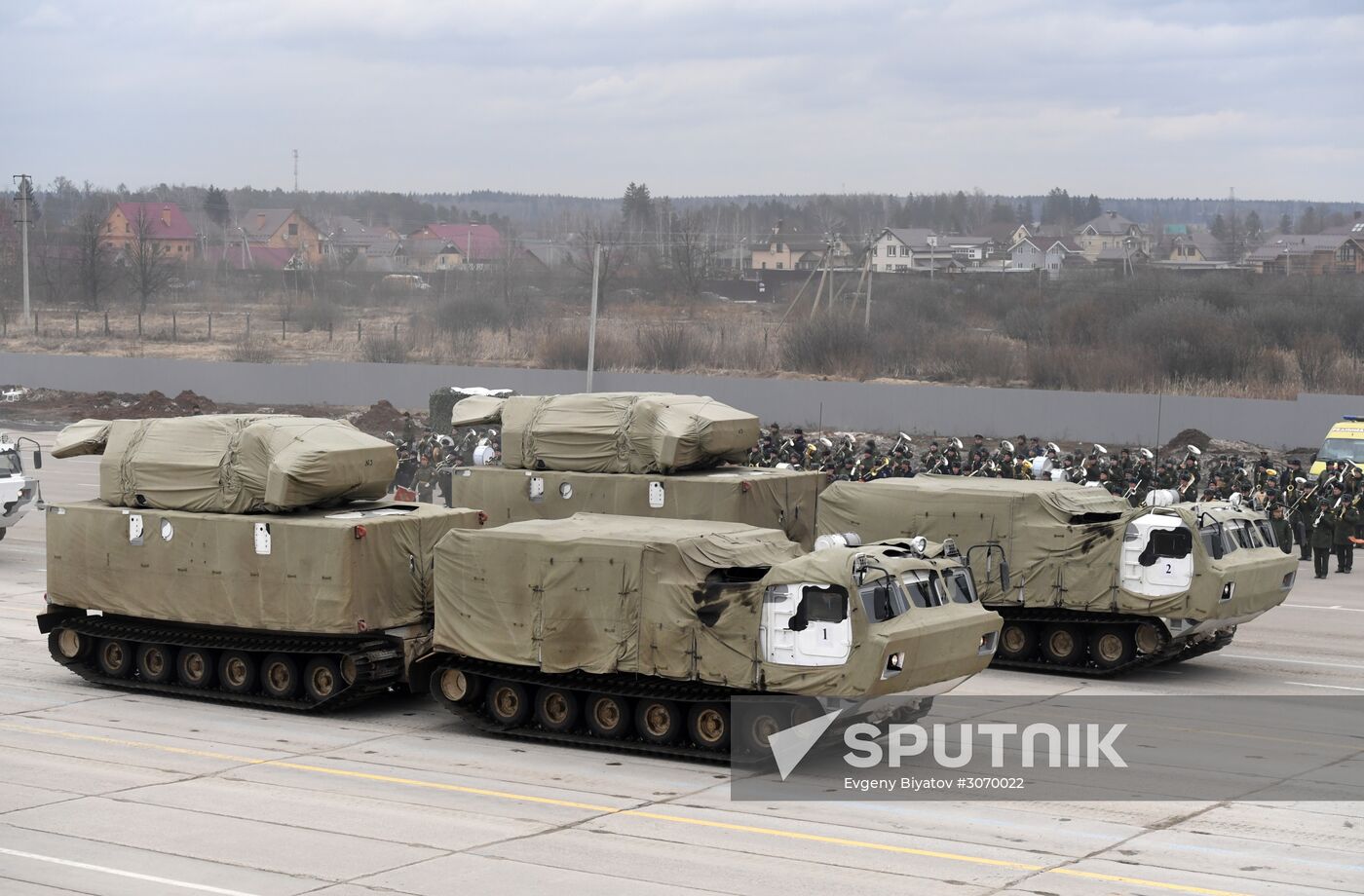 Joint Victory Day drills of combined parade unit, mechanized column and lineup of aircraft
