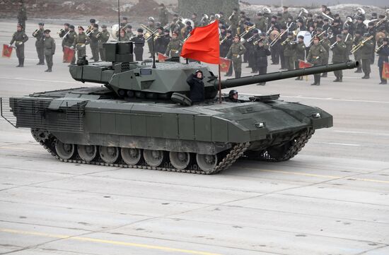 Joint Victory Day drills of combined parade unit, mechanized column and lineup of aircraft