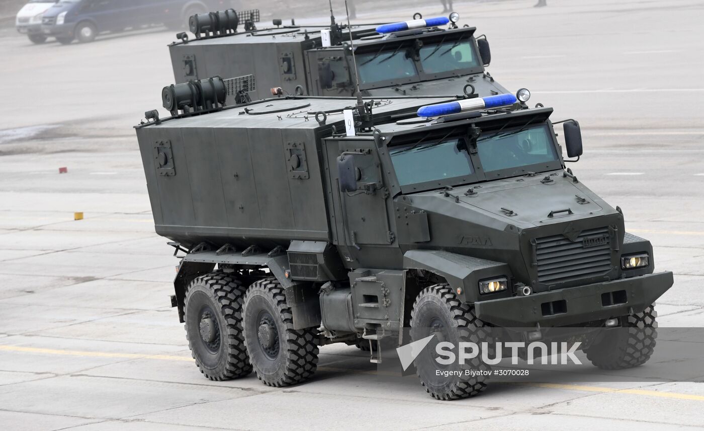 Joint Victory Day drills of combined parade unit, mechanized column and lineup of aircraft
