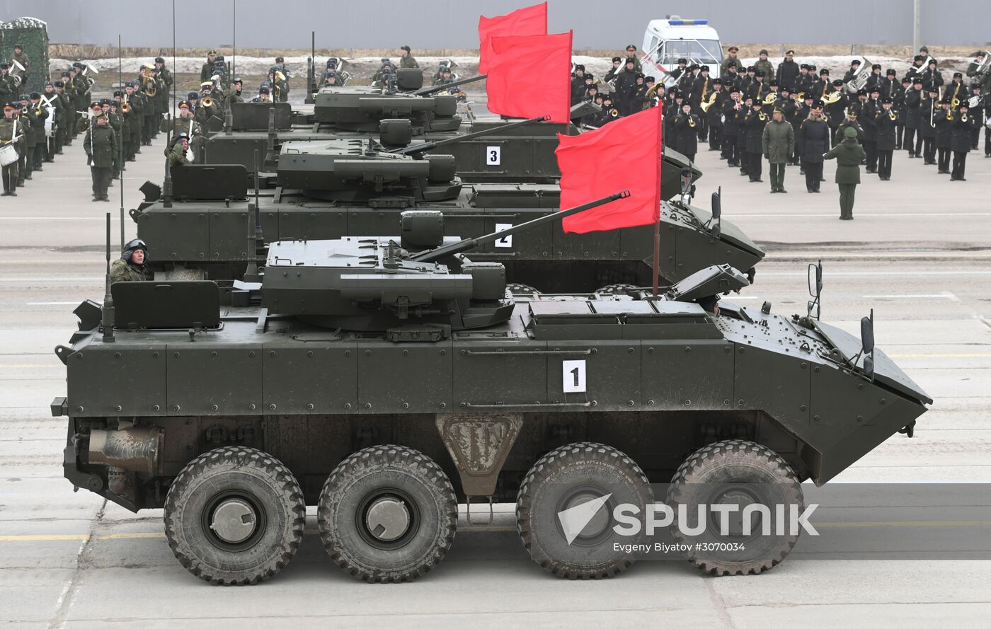 Joint Victory Day drills of combined parade unit, mechanized column and lineup of aircraft