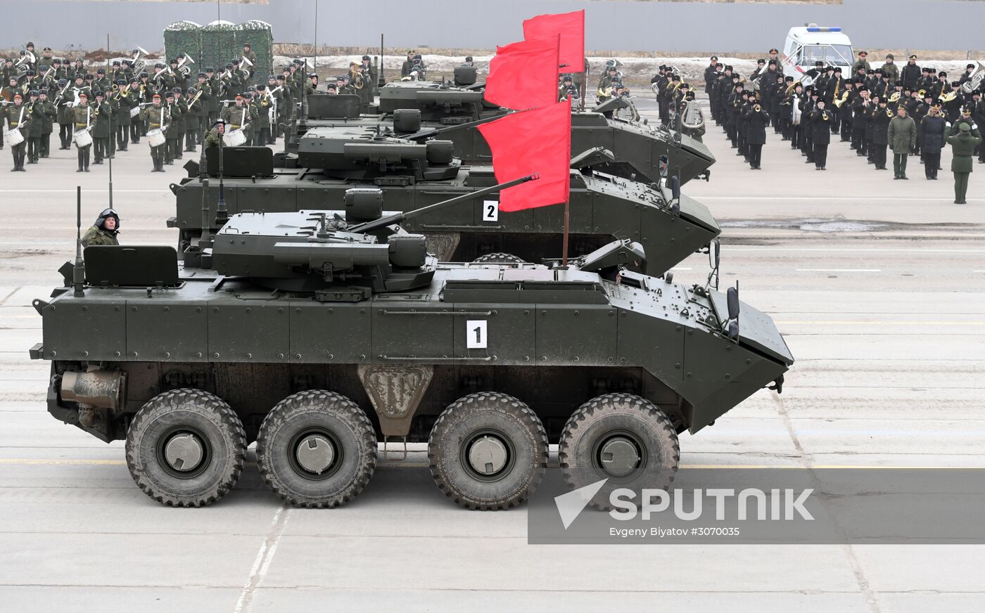 Joint Victory Day drills of combined parade unit, mechanized column and lineup of aircraft