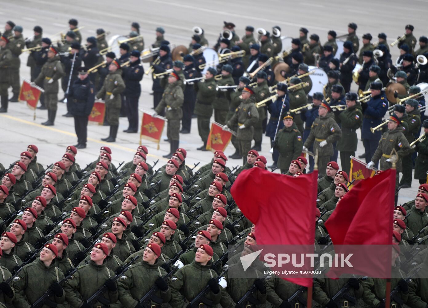 Joint Victory Day drills of combined parade unit, mechanized column and lineup of aircraft