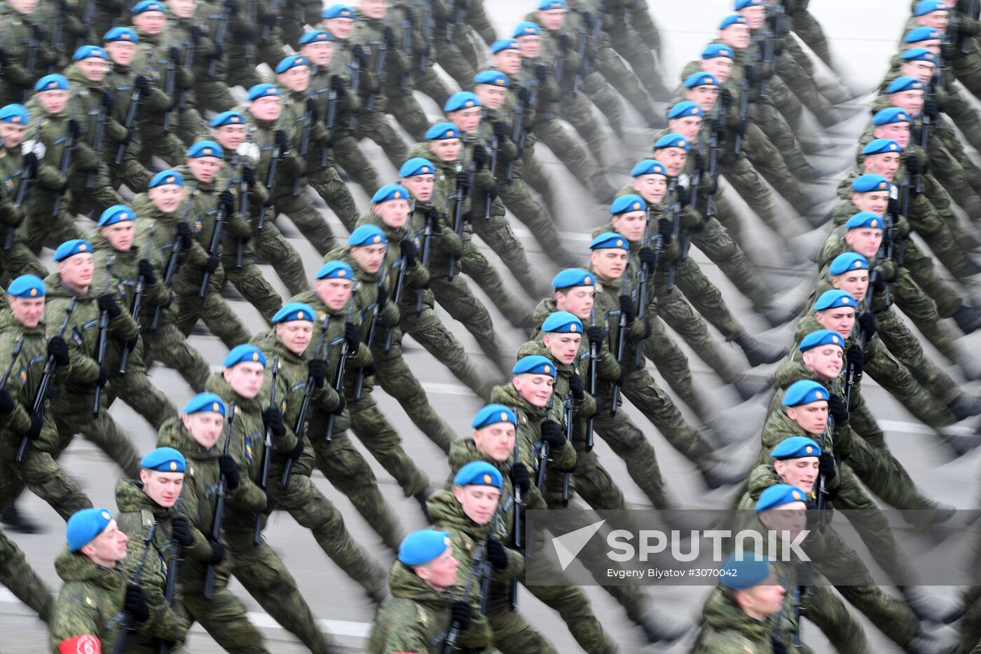 Joint Victory Day drills of combined parade unit, mechanized column and lineup of aircraft