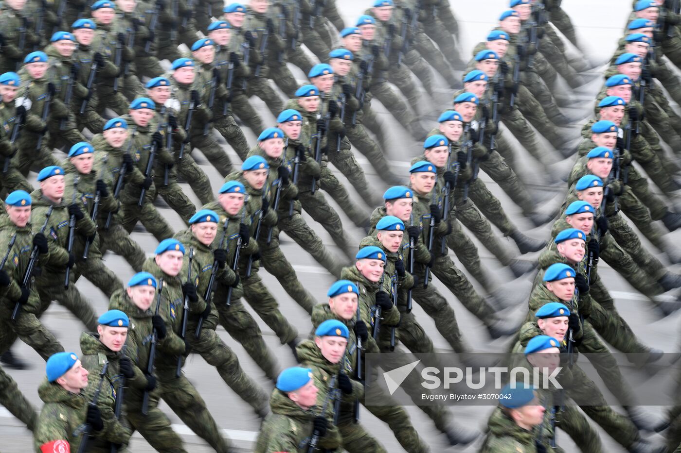 Joint Victory Day drills of combined parade unit, mechanized column and lineup of aircraft
