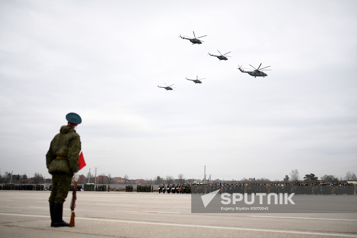 Joint Victory Day drills of combined parade unit, mechanized column and lineup of aircraft