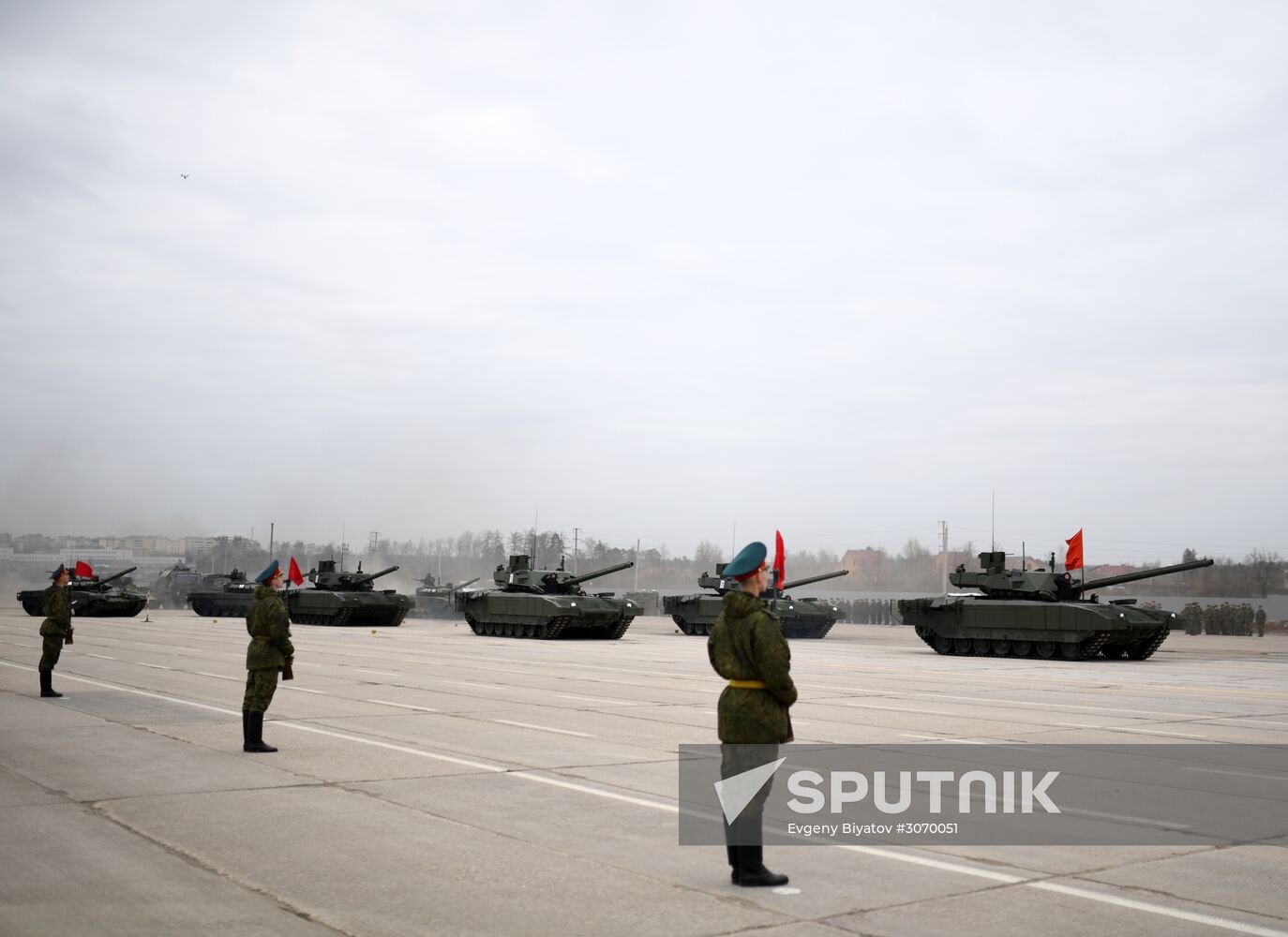 Joint Victory Day drills of combined parade unit, mechanized column and lineup of aircraft