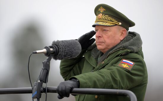 Joint Victory Day drills of combined parade unit, mechanized column and lineup of aircraft