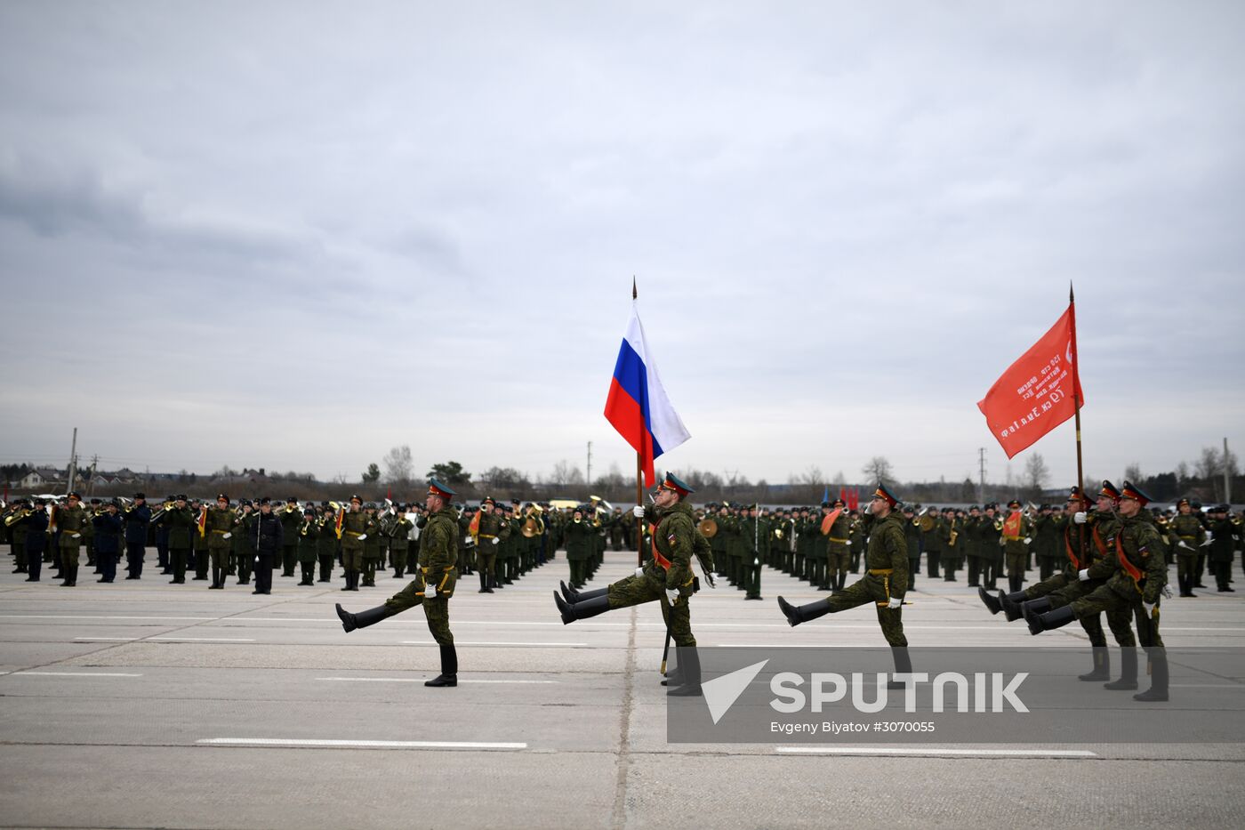 Joint Victory Day drills of combined parade unit, mechanized column and lineup of aircraft