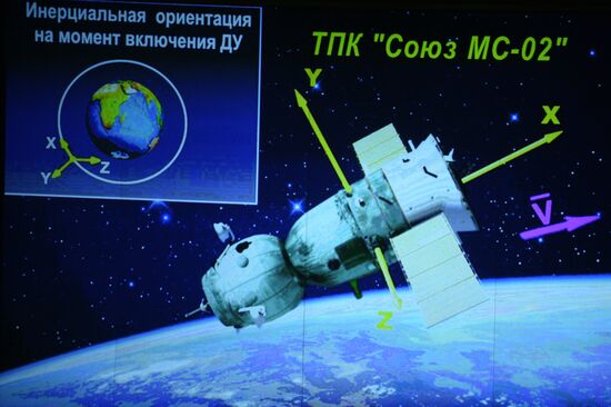 Mission control center conducts undocking and landing of Soyuz MS-02 manned spacecraft