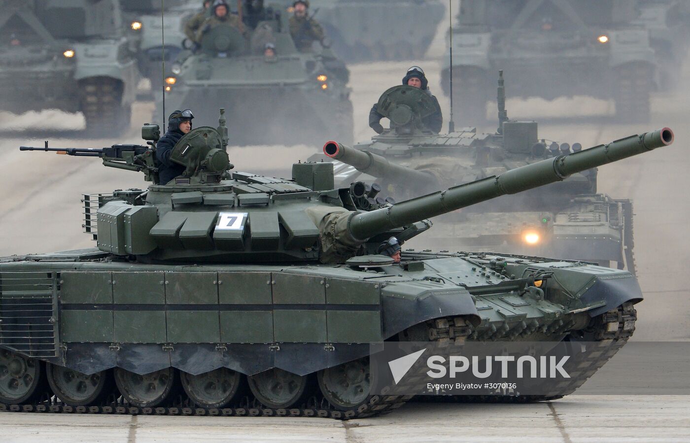 Joint Victory Day drills of combined parade unit, mechanized column and lineup of aircraft