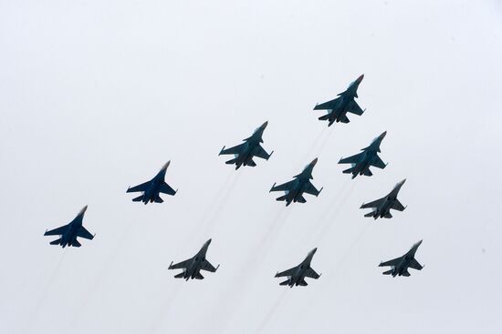 Rehearsal of aerial part of Victory Parade