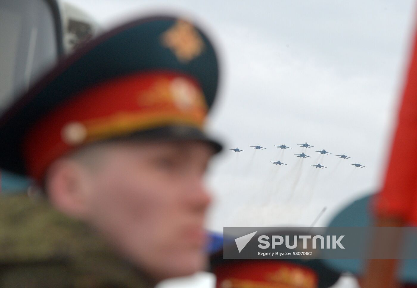 Joint Victory Day drills of combined parade unit, mechanized column and lineup of aircraft