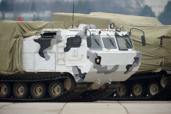 Joint Victory Day drills of combined parade unit, mechanized column and lineup of aircraft