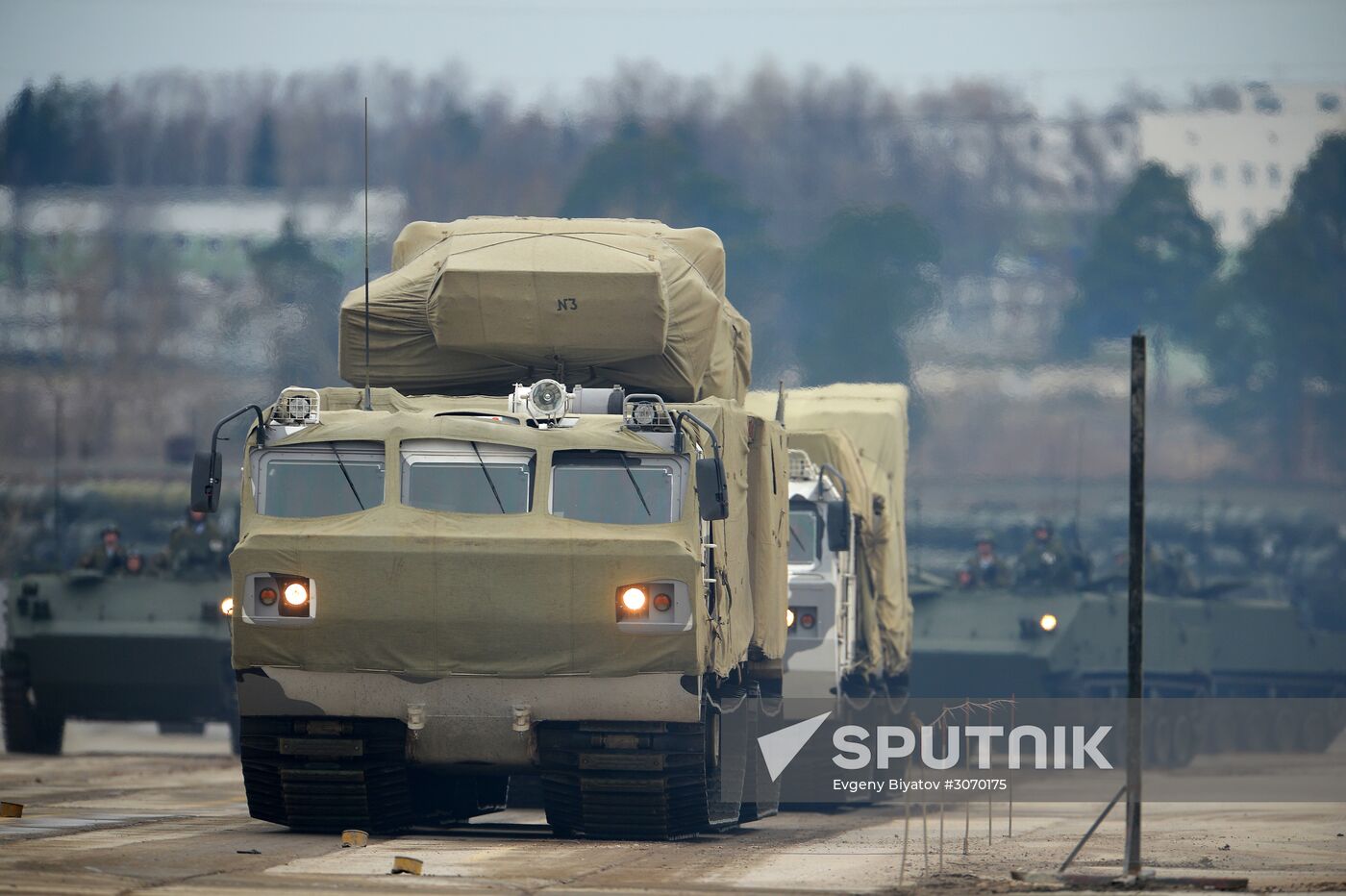 Joint Victory Day drills of combined parade unit, mechanized column and lineup of aircraft