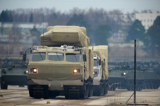 Joint Victory Day drills of combined parade unit, mechanized column and lineup of aircraft