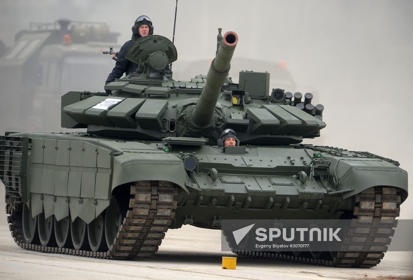 Joint Victory Day drills of combined parade unit, mechanized column and lineup of aircraft