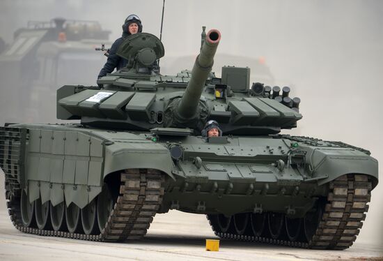 Joint Victory Day drills of combined parade unit, mechanized column and lineup of aircraft