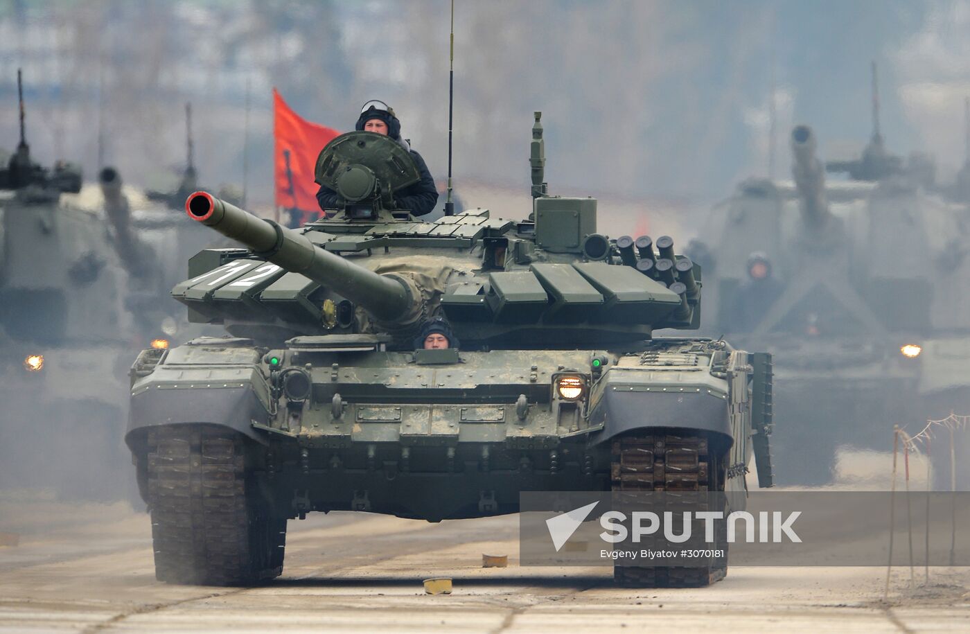 Joint Victory Day drills of combined parade unit, mechanized column and lineup of aircraft